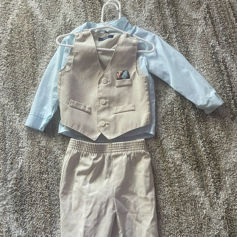 Formal blue and Beige Vest and Pants Set 24 month